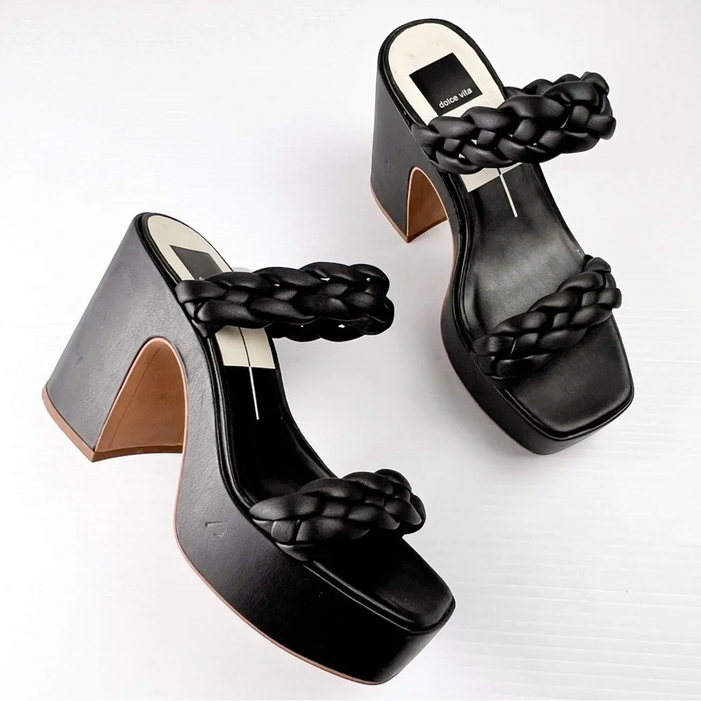 Dolce Vita Chunky Platform Heels womens 9 Black Ashby Twist Y2K 90s